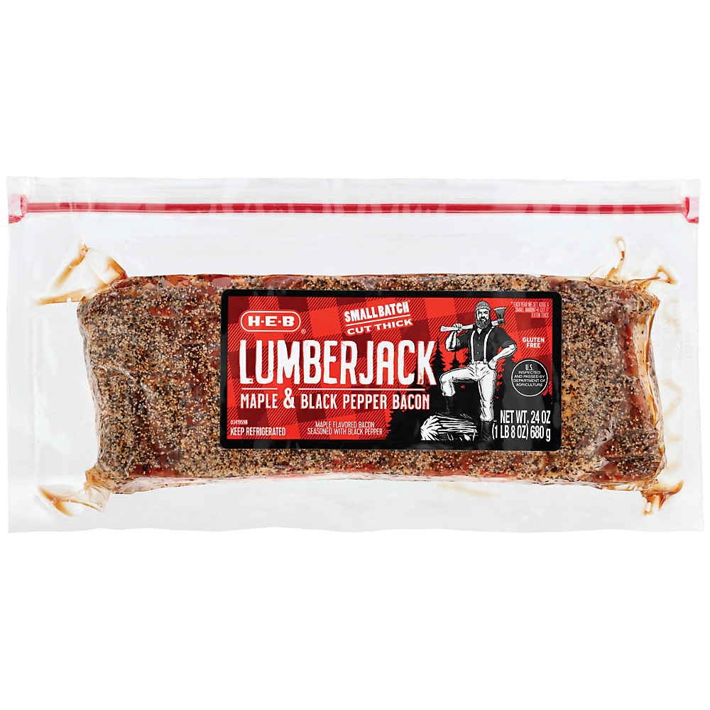 Calories in H-E-B Maple & Black Pepper Lumberjack Thick Cut Bacon, 24 oz