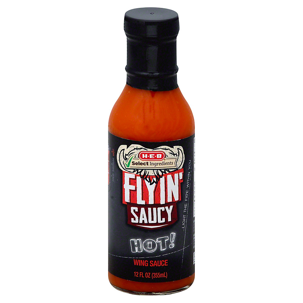 Calories in H-E-B Select Ingredients Flyin' Saucy Hot! Wing Sauce, 12 oz