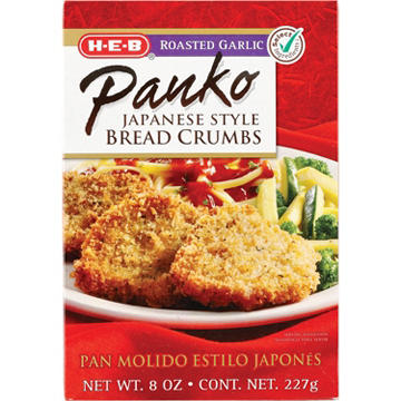 H-E-B Roasted Garlic Panko Bread Crumbs, 8 oz