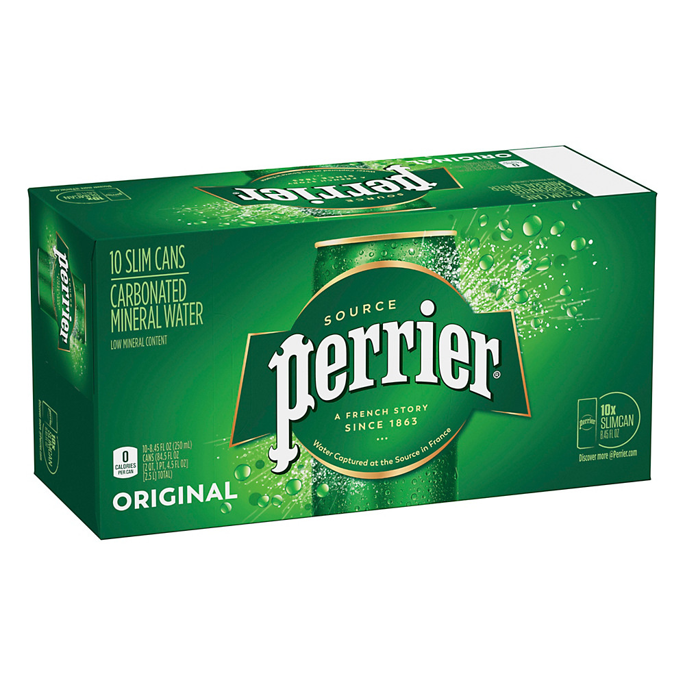 Calories in Perrier Sparkling Natural Mineral Water 8.45 oz Slim Cans, 10 pk