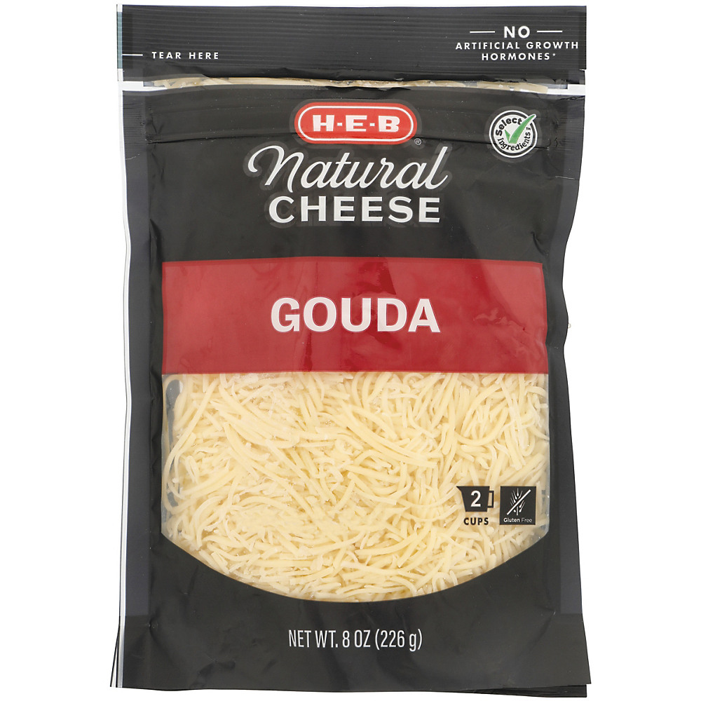 Calories in H-E-B Select Ingredients Gouda Cheese, Shredded, 8 oz