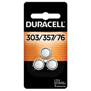 Duracell 303/357 1.5V Silver Oxide Battery, 3 pk