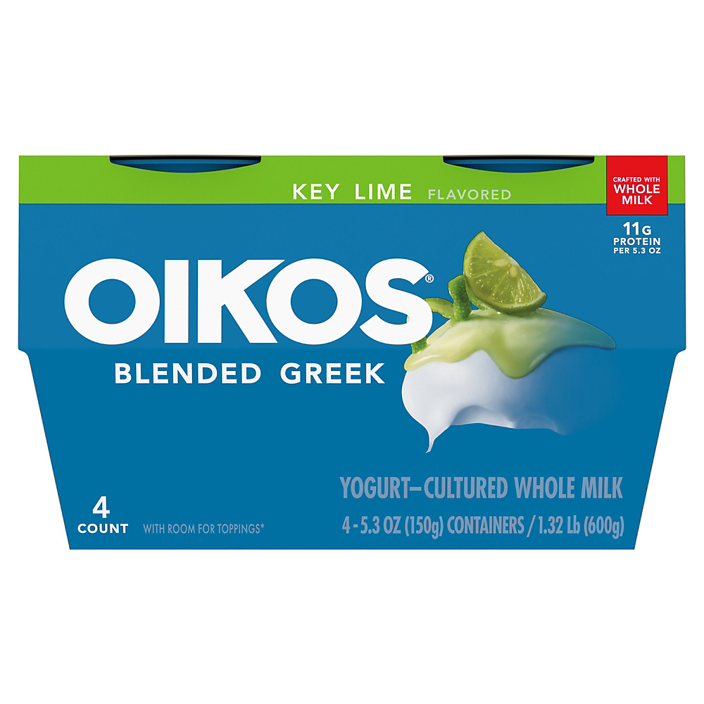 Calories in Oikos Whole Milk Key Lime Greek Yogurt, 5.3 oz Cups, 4 pk