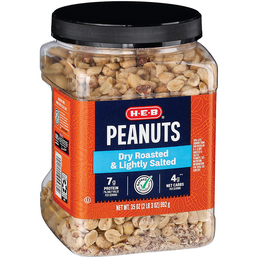 Calories in H-E-B Select Ingredients Lightly Salted Dry Roasted Peanuts, 35 oz