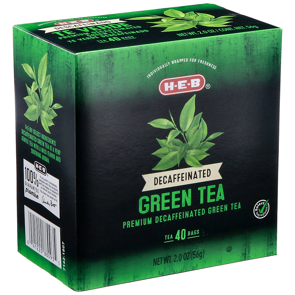 Calories in H-E-B Decaf Green Tea Bags, 40 ct