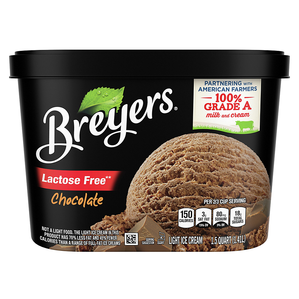 Calories in Breyers Lactose Free Chocolate Light Ice Cream, 1.5 qt