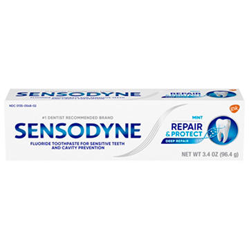 Sensodyne Repair and Protect Mint Toothpaste, Toothpaste for Sensitive Teeth and Cavity Prevention, 3.4 oz