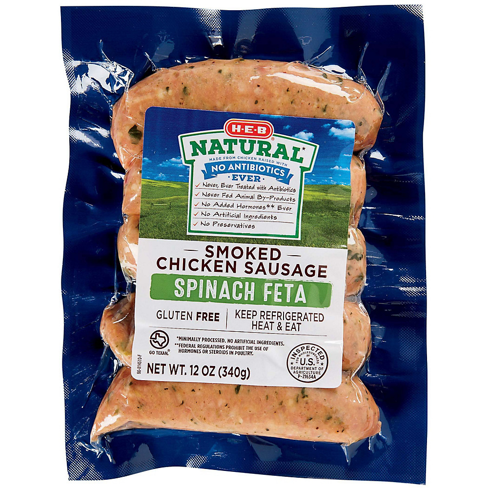 Calories in H-E-B Natural Chicken Spinach Feta Sausage , 5 ct