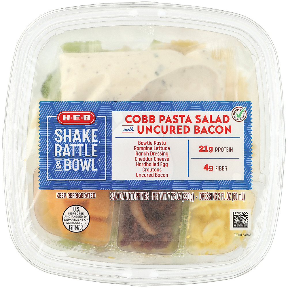 Calories in H-E-B Shake, Rattle & Bowl Cobb Salad with Bacon , 9.75 oz