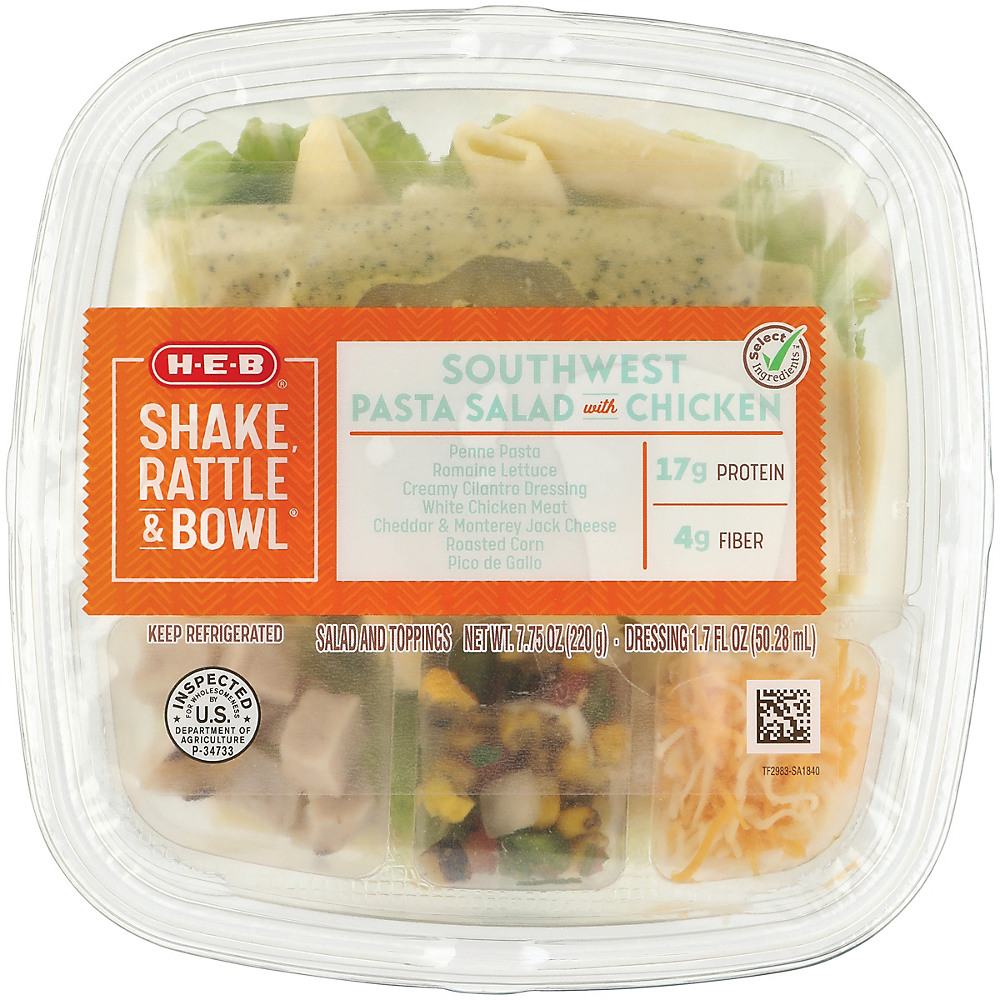 Calories in H-E-B Select Ingredients Shake, Rattle & Bowl Southwest Chicken Salad, 9.75 oz