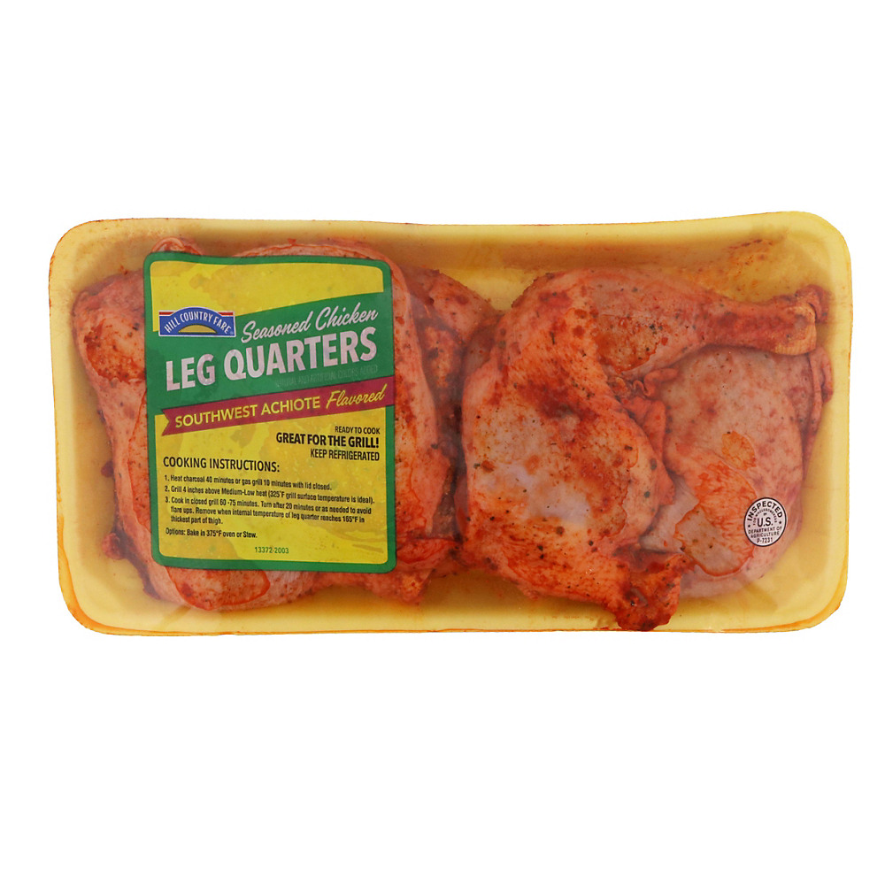 Calories in Hill Country Fare Southwest Achiote Seasoned Chicken Leg Quarters, Avg. 4.9 lbs