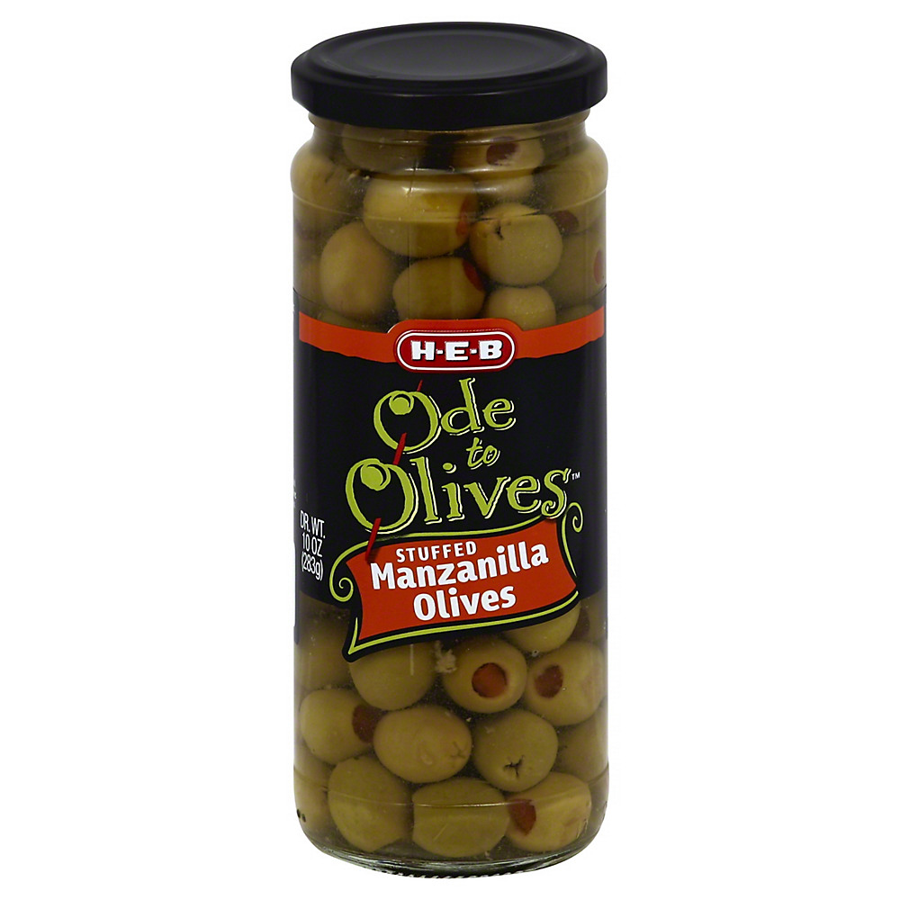 Calories in H-E-B Ode to Olives Stuffed Manzanilla Green Olives, 10 oz