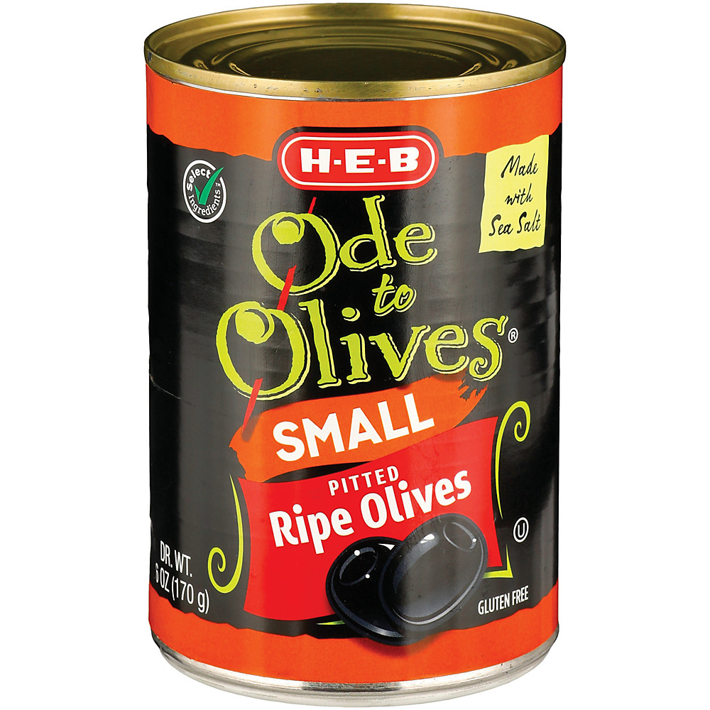 Calories in H-E-B Ode to Olives Small Pitted Ripe Black Olives, 6 oz