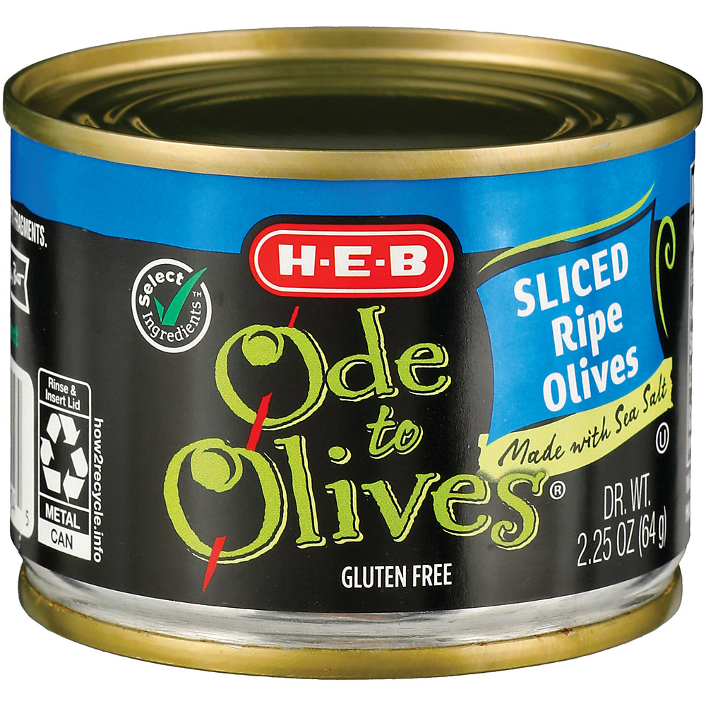 Calories in H-E-B Ode to Olives Sliced Ripe Black Olives, 2.25 oz