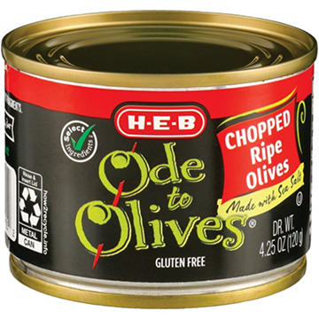 H-E-B Ode to Olives Chopped Ripe Black Olives, 4.25 oz