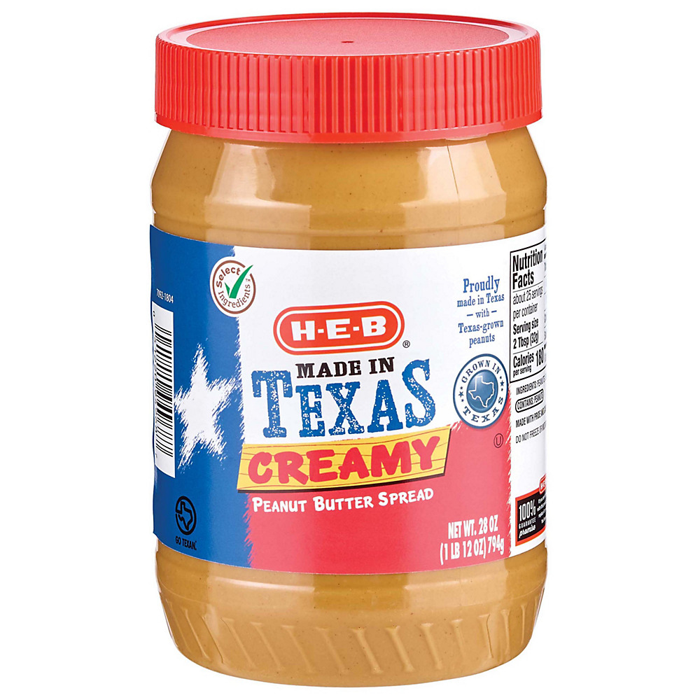 Calories in H-E-B Select Ingredients Creamy Texas Peanut Butter, 28 oz