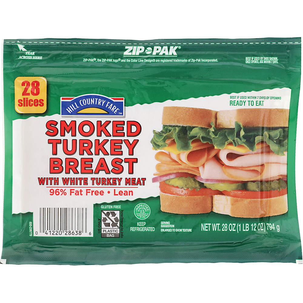 Calories in Hill Country Fare Smoked Turkey Breast Value Pack, 28 oz
