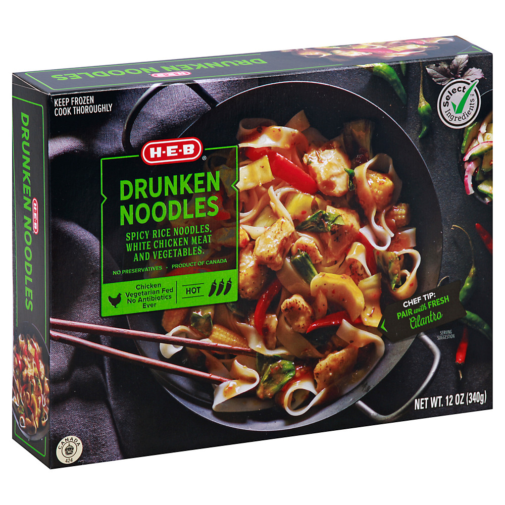 Calories in H-E-B Select Ingredients Drunken Noodles with Chicken, 12 oz