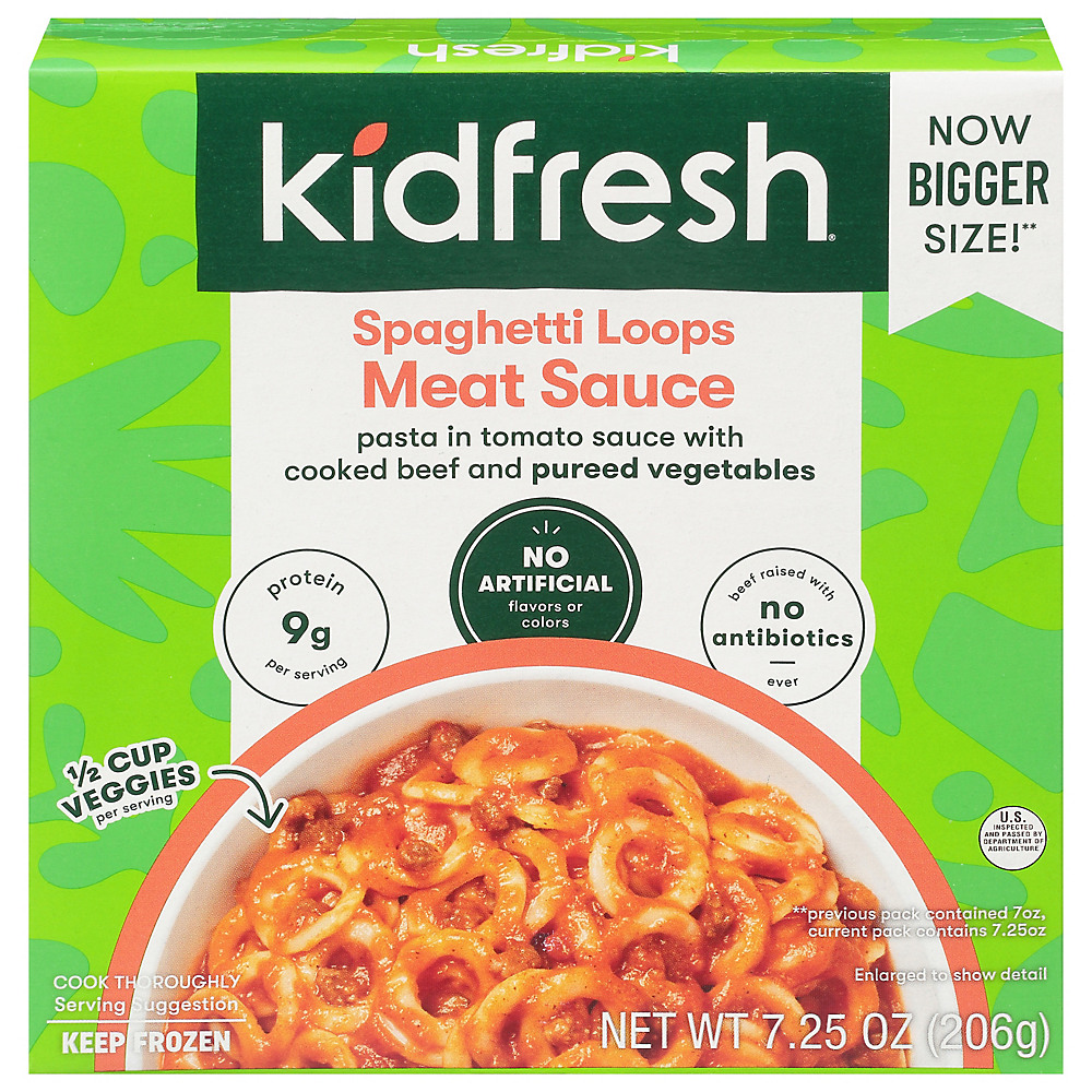 Calories in Kidfresh Spaghetti Loops + Meat Sauce, 7 oz