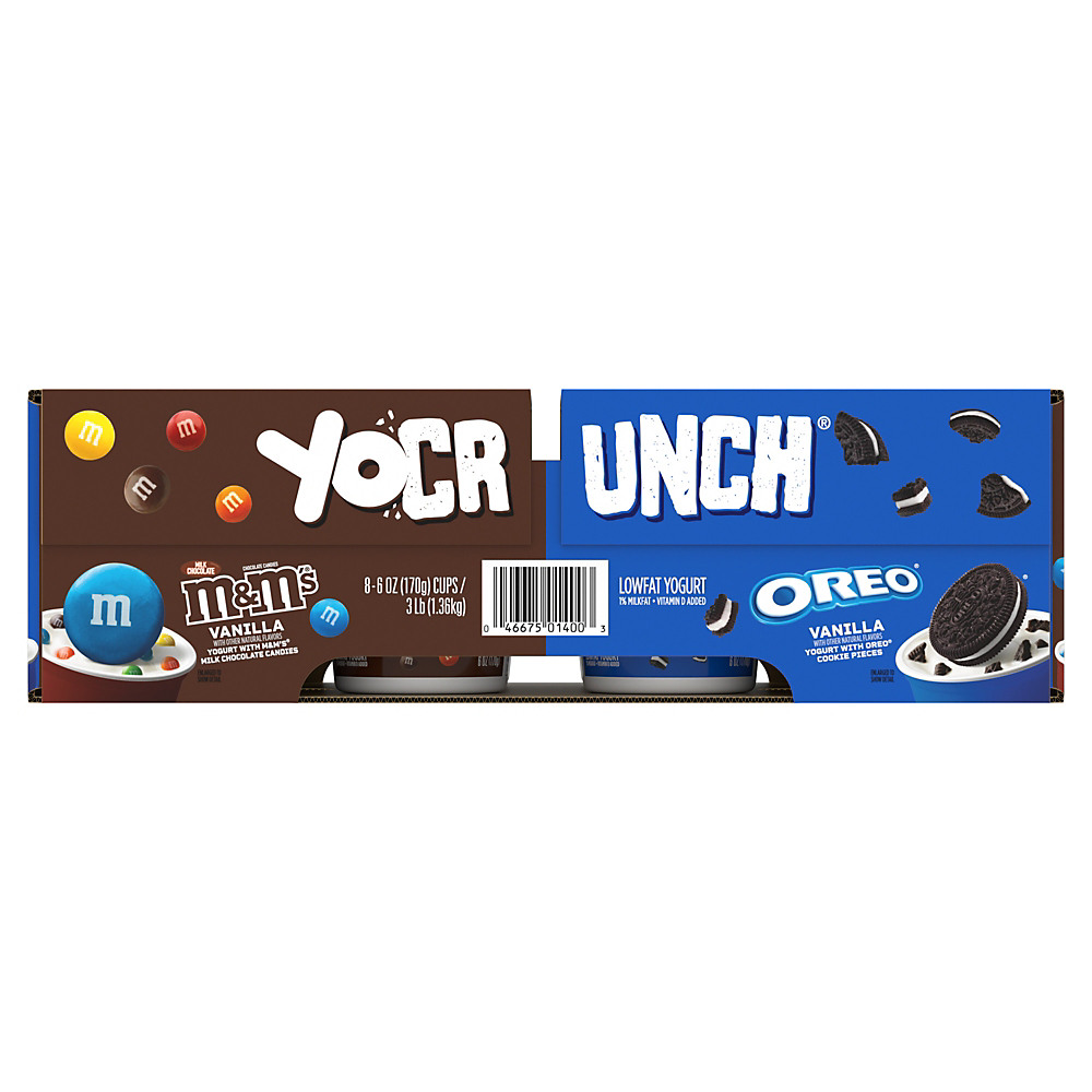 Calories in YoCrunch Lowfat Vanilla With Oreo And M&Ms Variety Pack Yogurt, 4 oz Cups, 8 pk
