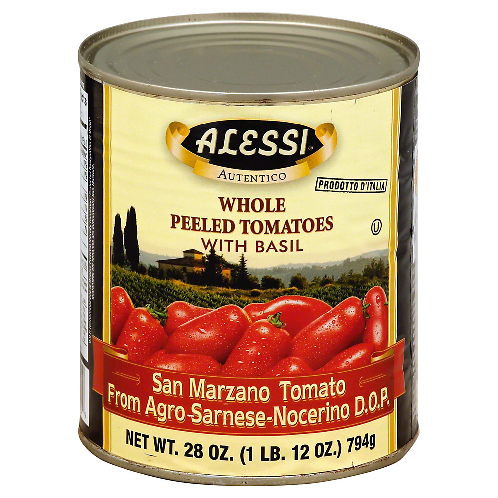 Calories in Alessi Whole Peeled San Marzano Tomatoes with Basil, 28 oz