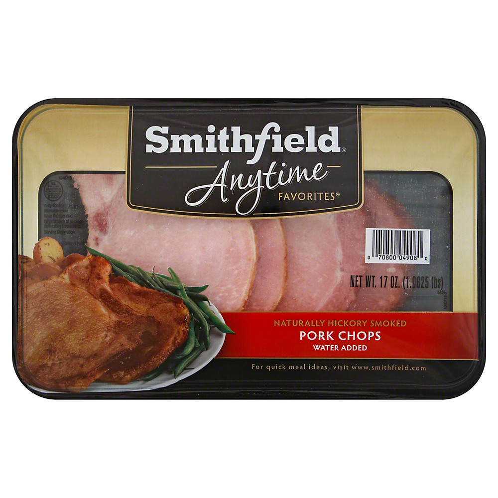 Calories in Smithfield Anytime Favorites Naturally Hickory Smoked Pork Chops with Water Added , 17 oz
