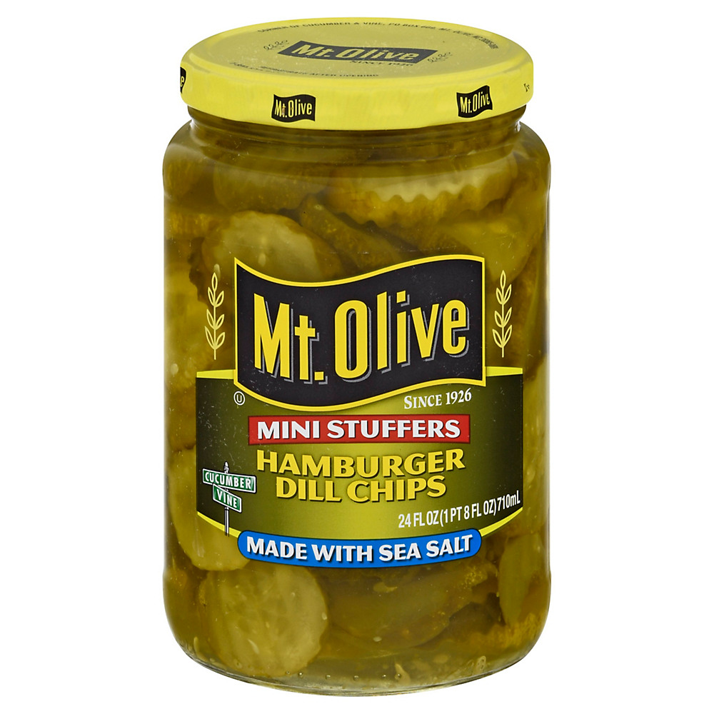 Calories in Mt. Olive Mini Stuffers Hamburger Dill Chips, 24 oz