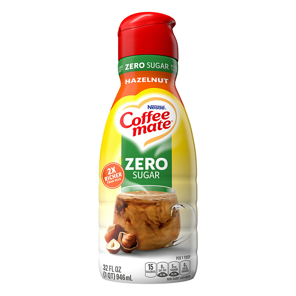 Calories in Nestle Coffee Mate Hazelnut Zero Sugar Liquid Coffee Creamer, 32 oz