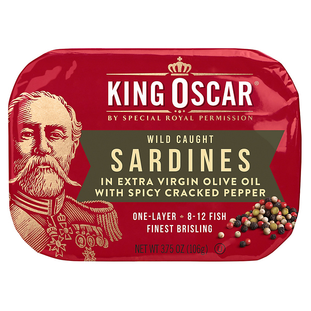 Calories in King Oscar Sardines in Extra Virgin Olive Oil with Spicy Cracked Pepper, 3.75 oz