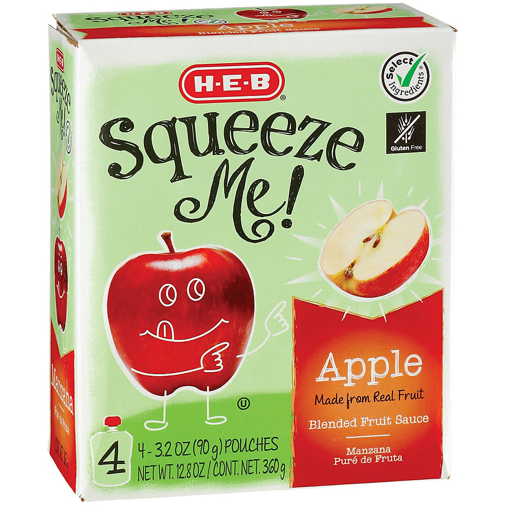 Calories in H-E-B Select Ingredients Squeeze Me! Sweet Apple Sauce Pouches, 4 ct