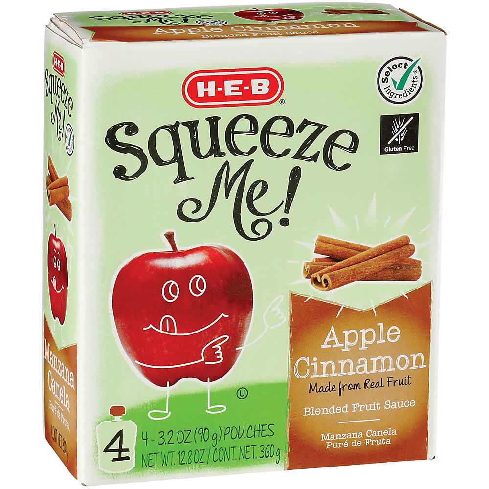 Calories in H-E-B Select Ingredients Squeeze Me! Apple Cinnamon Sauce Pouches, 4 ct