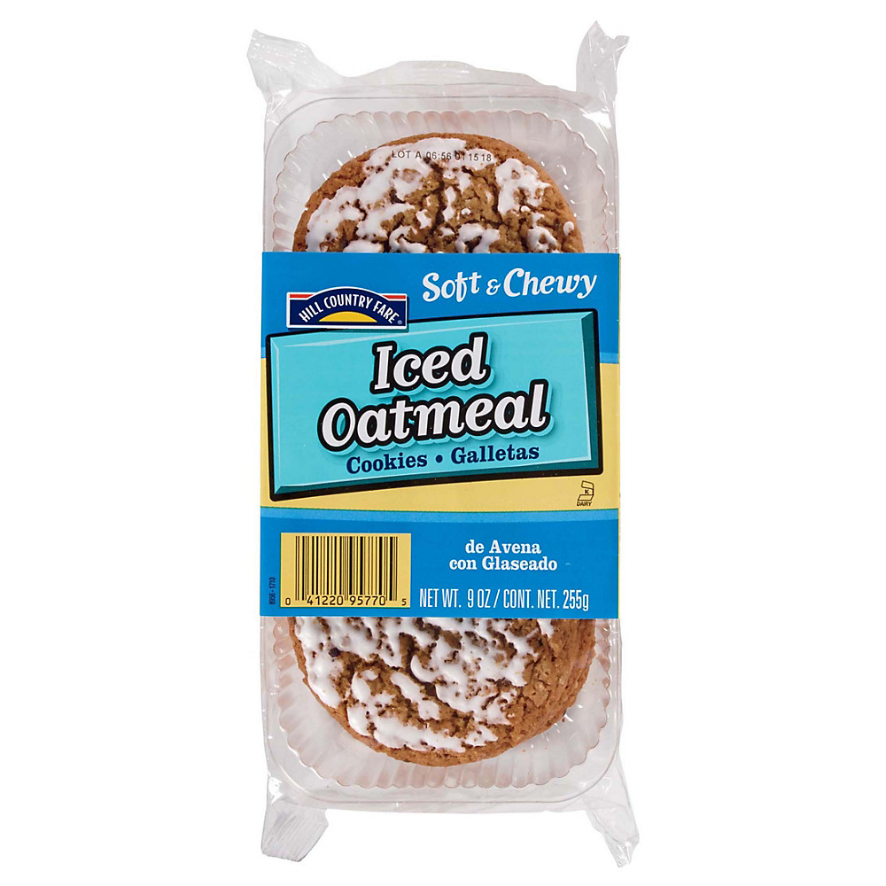 Calories in Hill Country Fare Soft and Chewy Iced Oatmeal Cookies, 9 oz