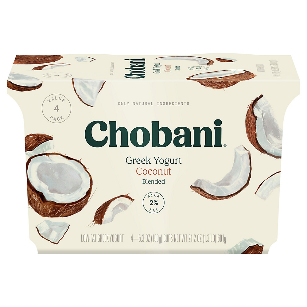 Calories in Chobani Low-Fat Coconut Blended Greek Yogurt, 4 ct