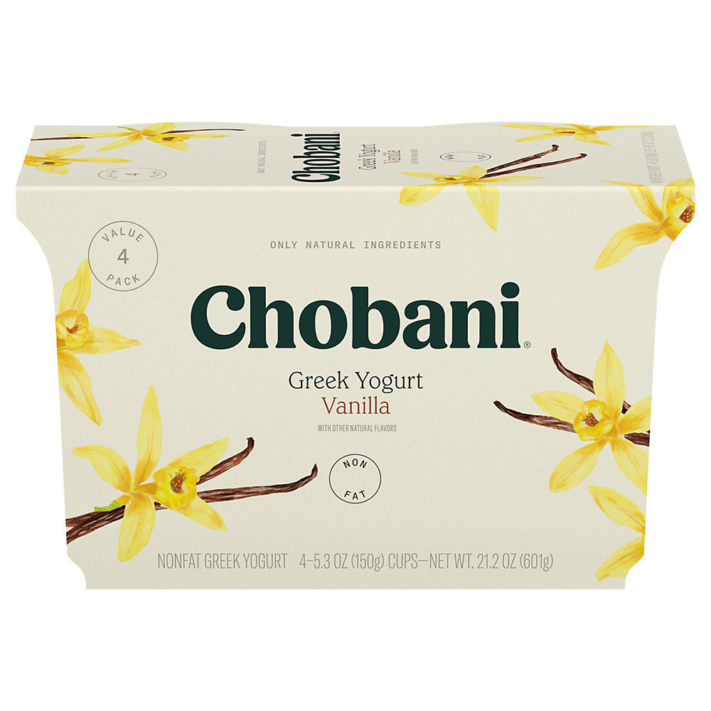 Calories in Chobani Non-Fat Vanilla Blended Greek Yogurt, 4 ct