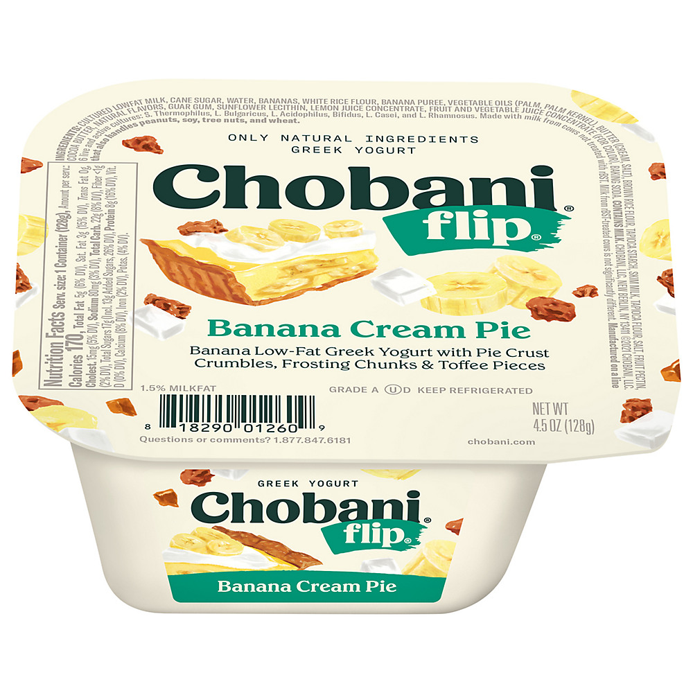 Calories in Chobani Flip Low-Fat Banana Cream Pie Greek Yogurt, 5.3 oz