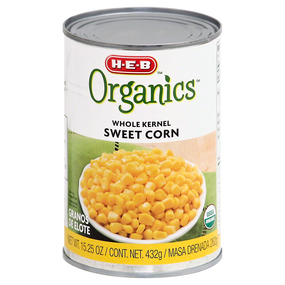 Calories in H-E-B Organics Whole Kernel Sweet Corn, 15.25 oz