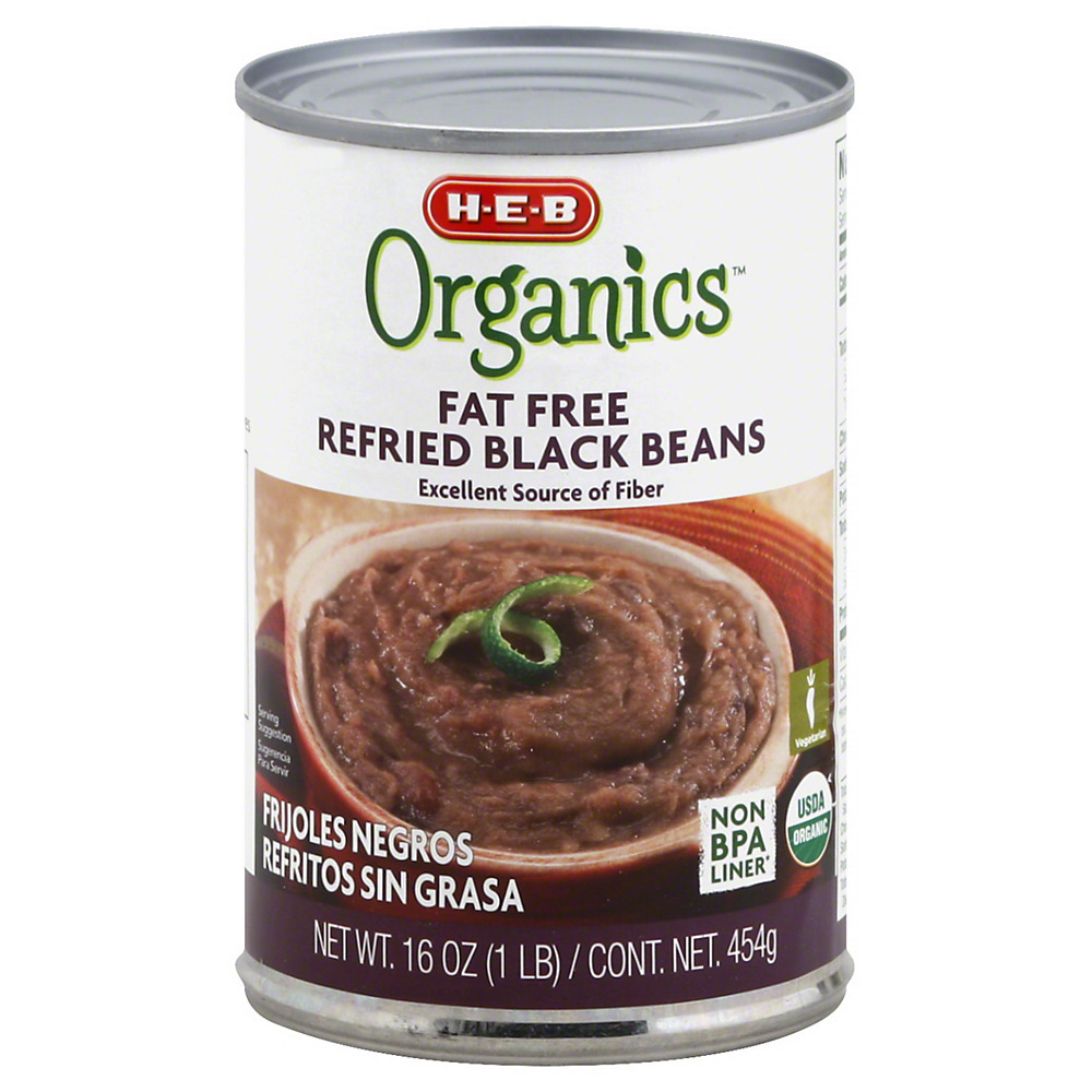 Calories in H-E-B Organics Fat Free Refried Black Beans, 16 oz