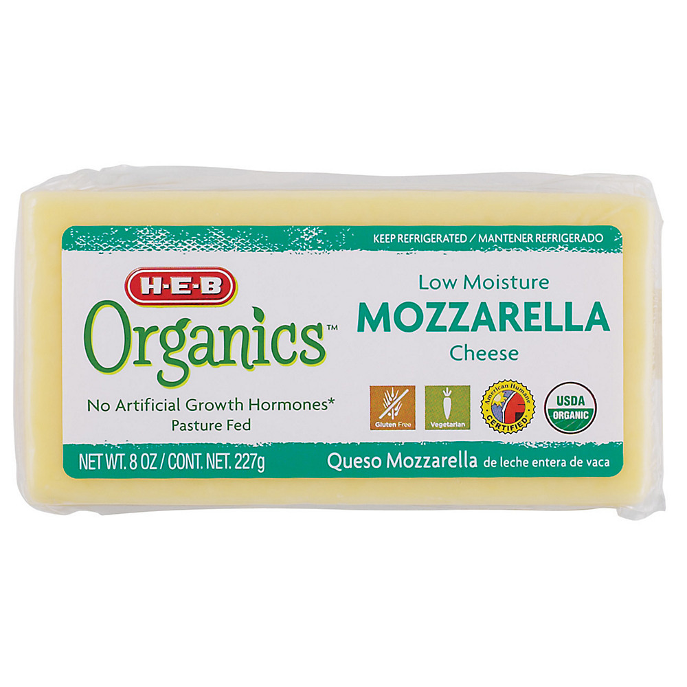 Calories in H-E-B Organics Low Moisture Mozzarella Cheese, 8 oz