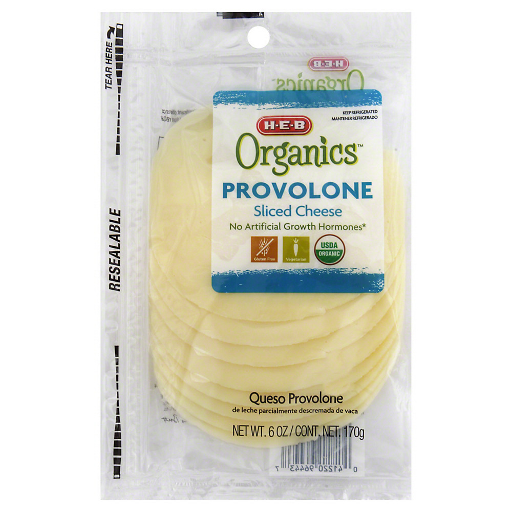 Calories in H-E-B Organics Provolone Cheese, Slices, 6 ct