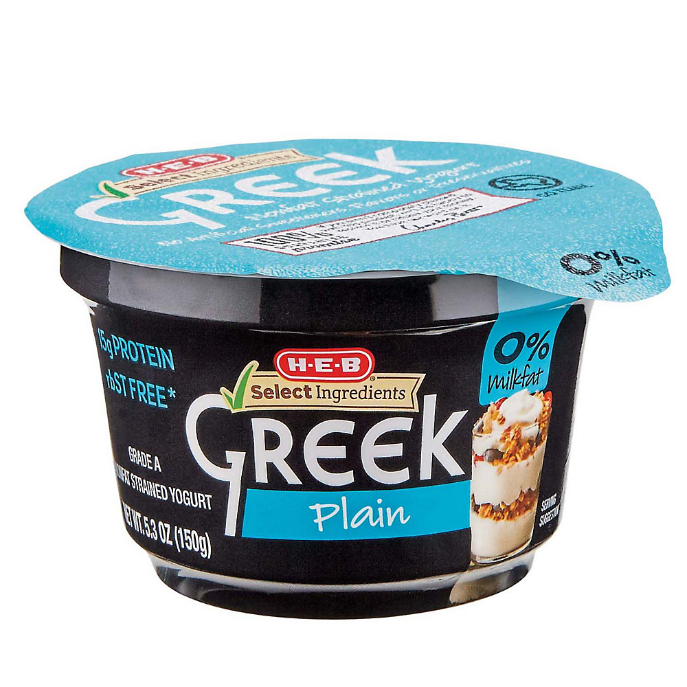 Calories in H-E-B Select Ingredients Non-Fat Plain Greek Yogurt, 5.3 oz