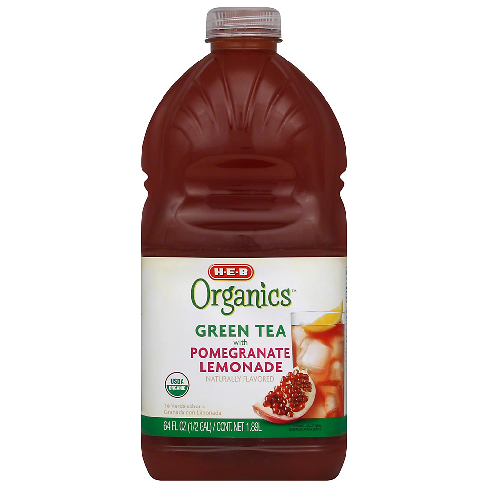 Calories in H-E-B Organics Green Tea with Pomegranate Lemonade, 64 oz