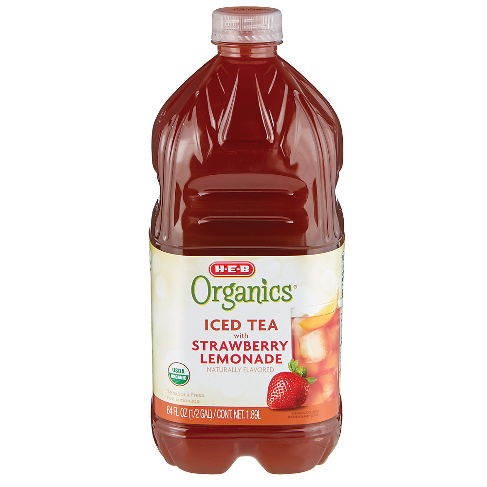 Calories in H-E-B Organics Iced Tea with Strawberry Lemonade, 64 oz