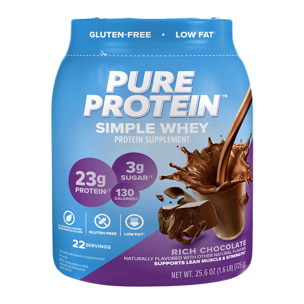 Calories in Pure Protein Rich Chocolate 100% Natural Whey Protein, 1.6 lb