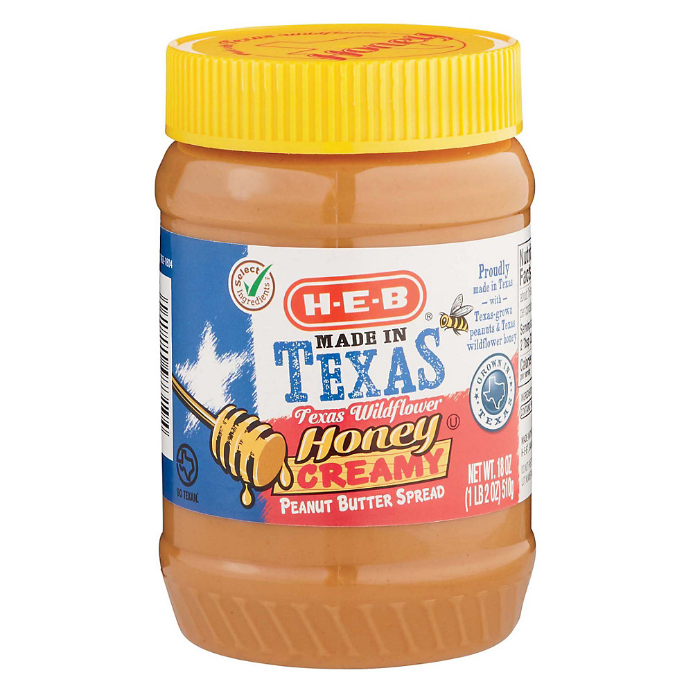 Calories in H-E-B Select Ingredients Texas Wildflower Honey Creamy Peanut Butter Spread, 18 oz