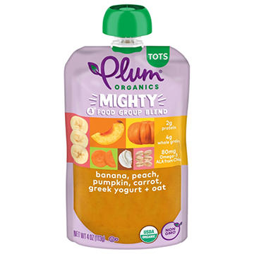 Plum Organics Mighty 4 Pouch - Banana Peach Pumpkin Carrot Greek Yogurt & Oat, 4 oz