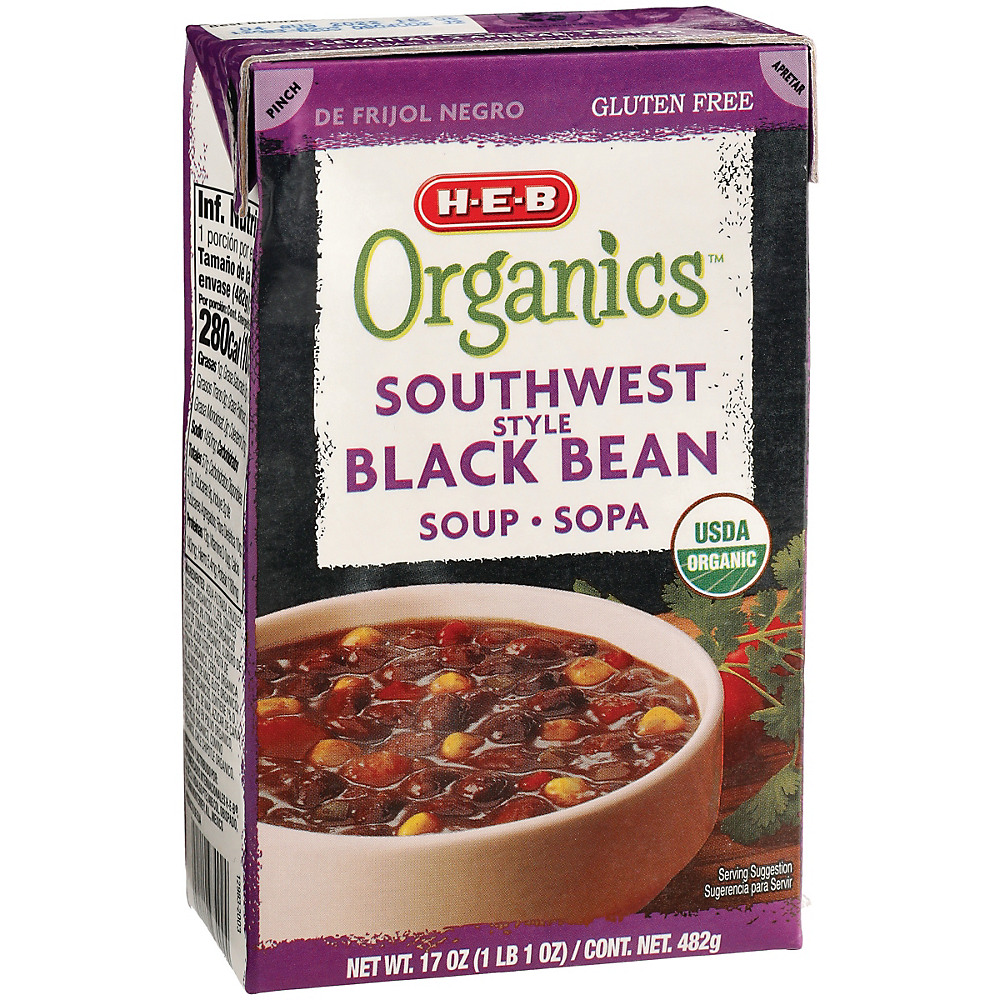 Calories in H-E-B Organics Southwest Style Black Bean Soup, 17.3 oz