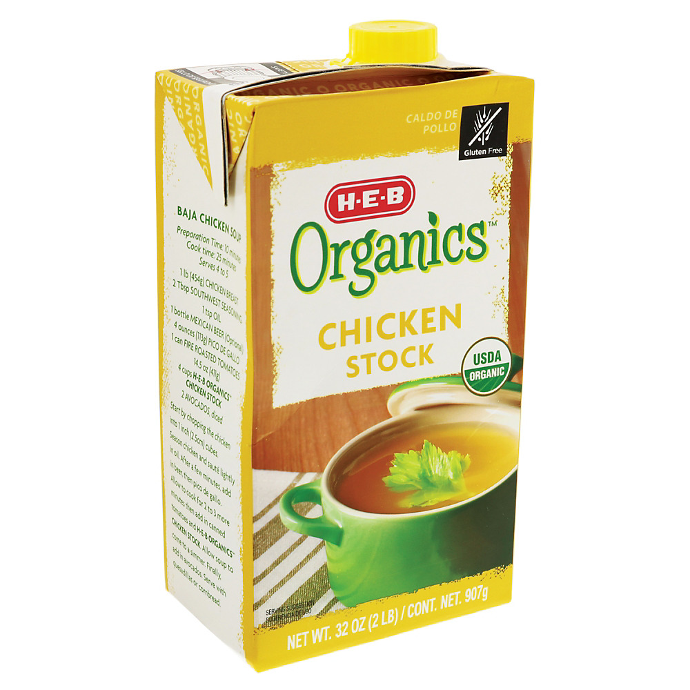 Calories in H-E-B Organics Chicken Stock, 32 oz