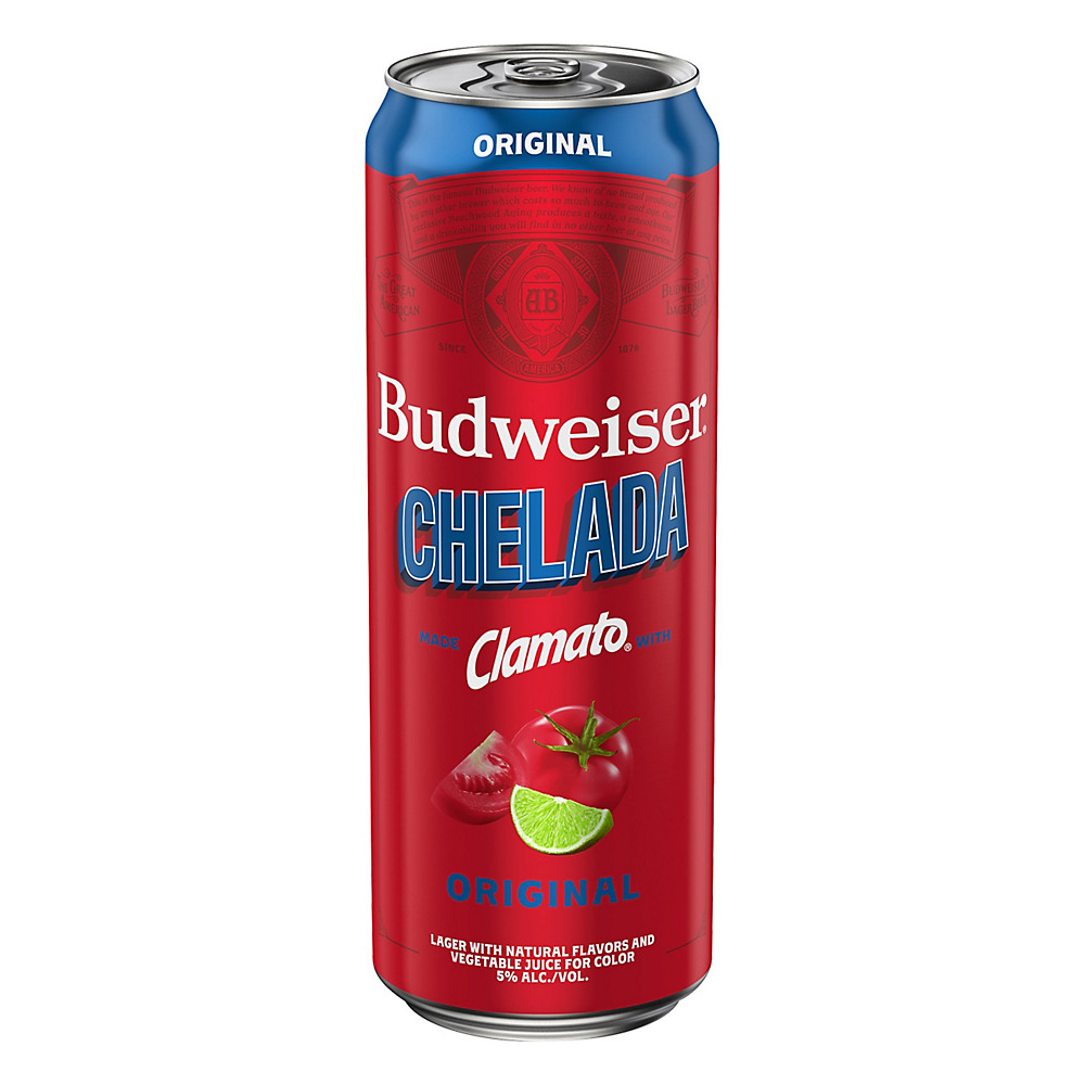 Calories in Budweiser Chelada Clamato with Salt and Lime Beer Can, 25 oz