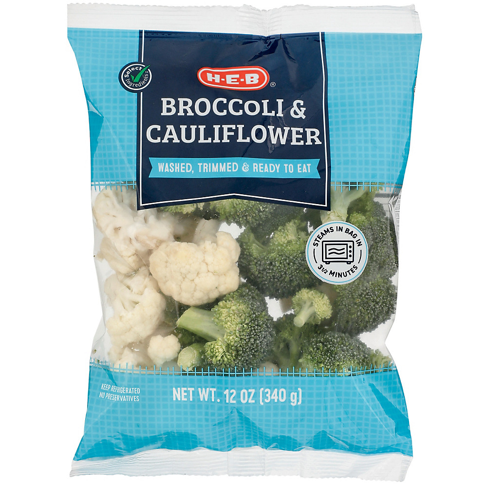 Calories in H-E-B Broccoli and Cauliflower, 12 oz