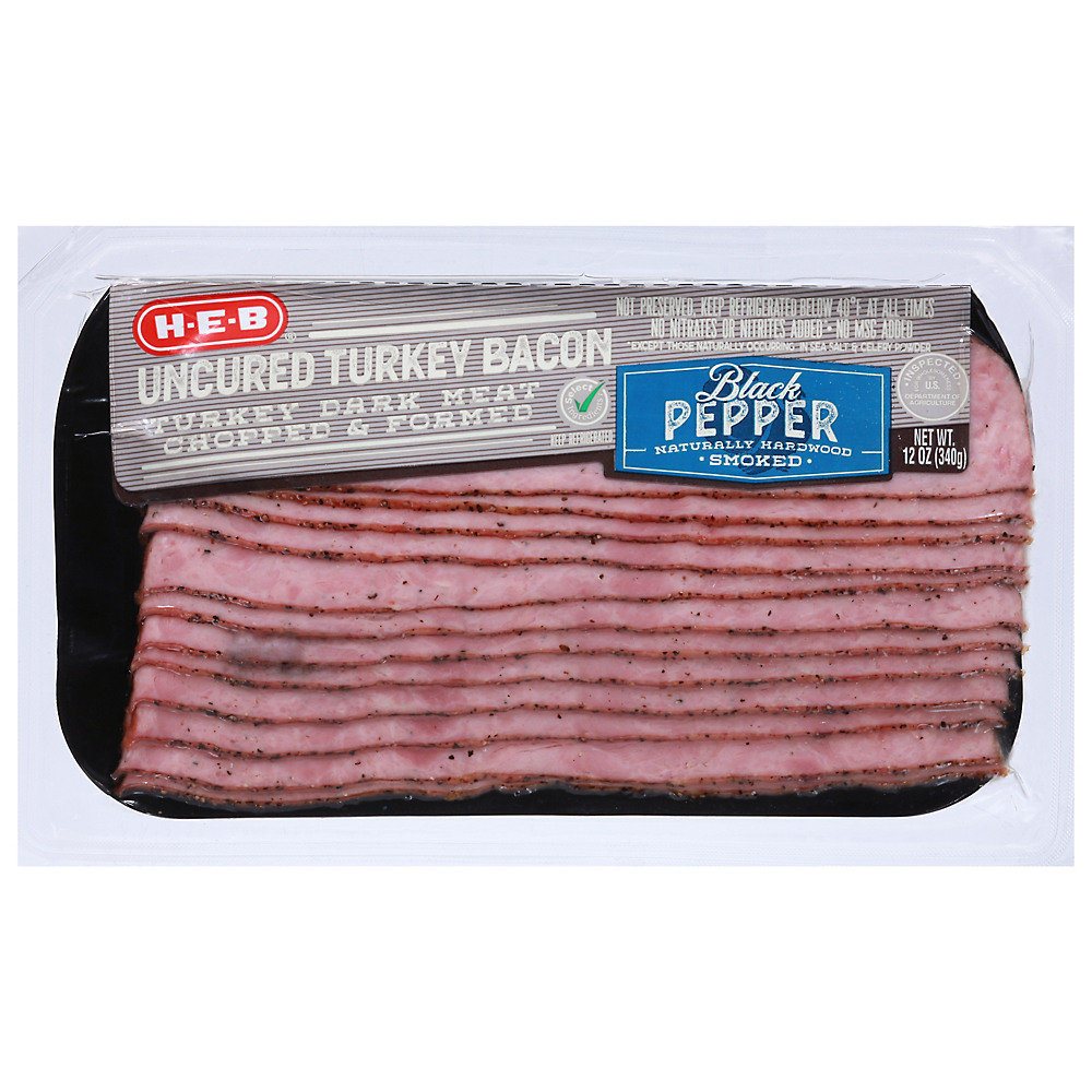 Calories in H-E-B Peppered Turkey Bacon, 12 oz